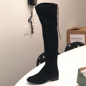 Over the knee low heel boots